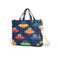 thumbnail image 7 of FORMRS Womens Corduroy Tote Bag Crossbody Shoulder Handbag with Pocket, Rainbow Space Cat, 7 of 7
