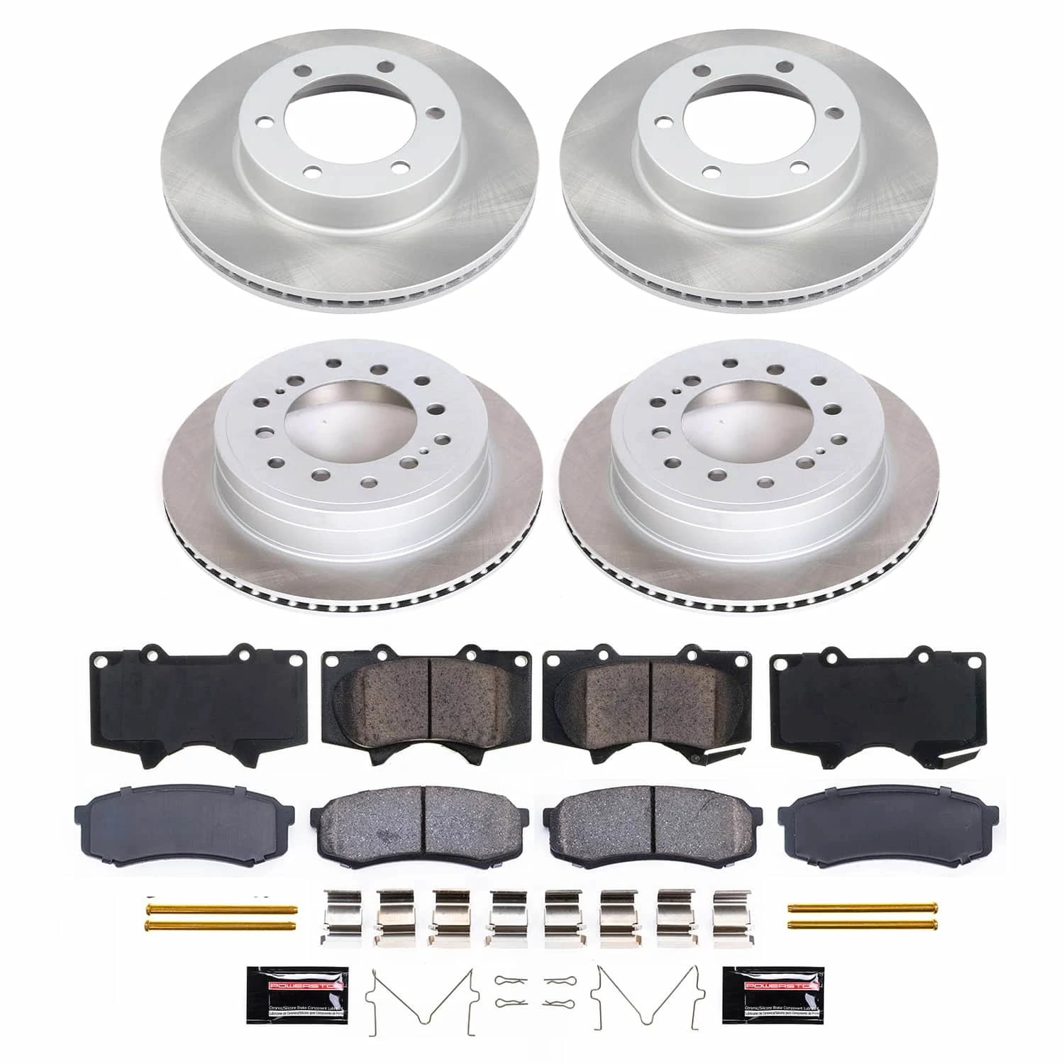PowerStop Front and Rear Semi-Coated Rotor and Low-Dust Ceramic Brake Pad Kit SC2325
