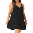 thumbnail image 2 of DARING DIVA Women's Plus Elegant V Neck Chemise Nightgown 1X Black, 2 of 6