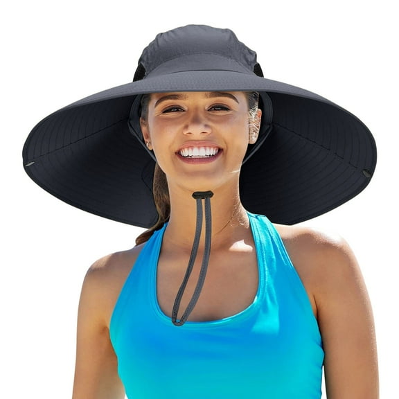 Ticikt Breathable Sun Hat for Men Women Adjustable Outdoor Summer Sun Wide Brim Hat for Hiking Camping Travel Beach,Color:GY2