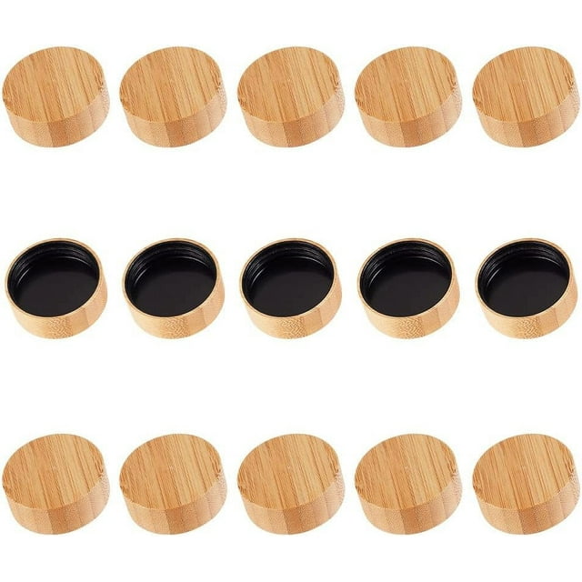 15 Tapas de Madera para Tarros de Especias de 120 ml (4 oz), Para Tarros Cuadrados de 39,5 mm de Diámetro. Tapas de Bambú para Conservar Especias y Condimentos. Organización en la Cocina.