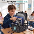 thumbnail image 3 of Boys School Backpack for Grades 3-8, Glow in The Dark Bookbag with Water-Repellent, Breathable School Bag for Kids, 3 of 10