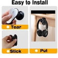 thumbnail image 3 of Soporte para auriculares - Soporte ajustable para montaje en pared para auriculares Adhesivo para juegos Gancho para colgar auriculares Abrazadera para auriculares (negro), 3 of 5