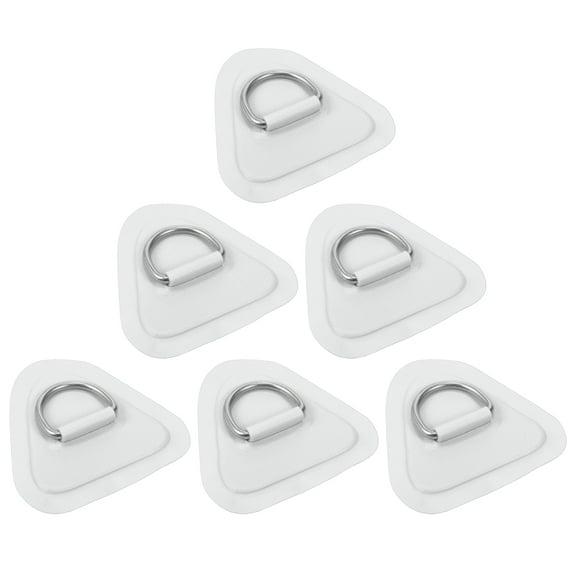 Unique Bargains 6pcs D Ring Patch Stainless Steel Triangle Shape D Ring Pad Gray for Kayak Canoe Deck