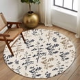 thumbnail image 2 of Round Area Rug 5 Ft, Grey Brown Botanical Washable Non-Slip Circle Carpet for Living Room/Bedroom, Rustic Country Spring Floral Summer Leaf Low-Profile Runner Mats Collection Rugs for Indoor, 2 of 8