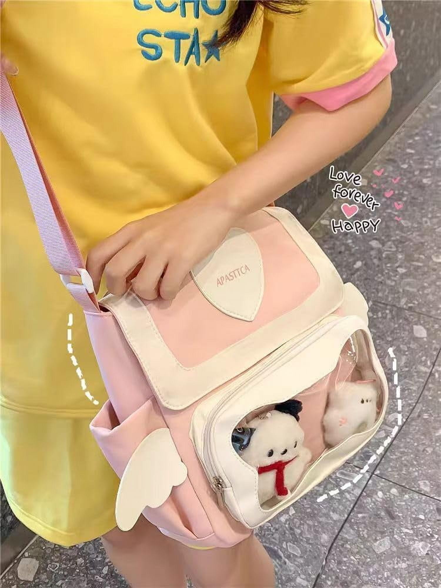 JUYGO Cute Japanese Aesthetic Ita Bag Heart Crossbody Bag Purse for Women Teen Girl Tote