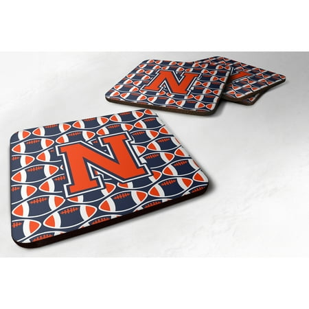 

Carolines Treasures CJ1066-NFC Letter N Football Orange Blue and white Foam Coaster Set of 4 3 1/2 x 3 1/2 multicolor