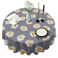 thumbnail image 1 of Daisy Floral Flower Yellow Round Table Cloth,Wrinkle Resistant Table Cover with Polyester,Waterproof Reusable Tablecloth for Kitchen Picnic Party (Round,60x60inch), 1 of 6
