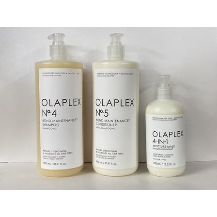 Olaplex, Bond maintenace shampoo No 4 33.8 oz   Conditioner No 5 33.8 oz  4-In-1 Bond Moisture Mask 12.55 oz  ( 3 pieces )