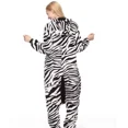 thumbnail image 2 of Pyjama d'Hiver Familial une Pièce Zebra avec Deux Oreilles Rondes Roses Polyester Chaud Ajusté et Confortable Vêtements de Nuit Cosplay RWJDXD, 2 of 6