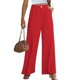 thumbnail image 1 of Mujeres pantalones de piernas anchas cintura regular plisado ajuste suelto pantalones de traje largo con bolsillos laterales rojo S, 1 of 2