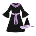 thumbnail image 6 of REDARER Classic Witch Cosplay Set FlaredâSleeve Dress with Matching Pointed Hat Cosplay Outfit for Halloween Themed Play Holiday Masquerade Gathering School Drama Act,4-6 Years, 6 of 6