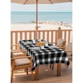 thumbnail image 2 of Outdoor Tablecloth with Umbrella Hole for Patio/Picnic/Party/Camping, Black Plaid Waterproof Table Cloth Rectangle Table Cover Washable, Farmhouse Black White Checkered (60"x 102"), 2 of 9