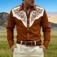 thumbnail image 4 of DeHolifer Shirts for Men Cowboy Pearl Snap Long Sleeve Embroidered Shirts Casual Work Button Down Outfits Brown S, 4 of 4