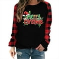 thumbnail image 2 of Tops for Women Christmas Print Plaid Long Sleeves Round Neck Winter Printed Loose Casual Sweatshirts,Womens Tops Plus Size Red XL, 2 of 6