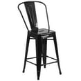 thumbnail image 1 of 24'' High Black Metal Indoor-Outdoor Counter Height Stool with Back, 1 of 9