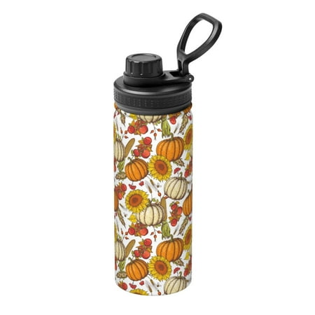 

Ocsxa Pumpkin Corn Daisy Print 18oz Stainless Steel Water Bottle Unisex Water Bottle Insulated Sports Water Cup Flask for Cold Water Drinks/Sports/Travel/Car/School