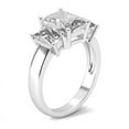 thumbnail image 5 of Oryn Jewelry 14K White Gold Plated Birthday Ring Band - 1.78 Ct Asscher Cut Moissanite Band for Women - Simple 3-Stone Anniversary Engagement Ring - 4 Prong Gift Band, 5 of 6