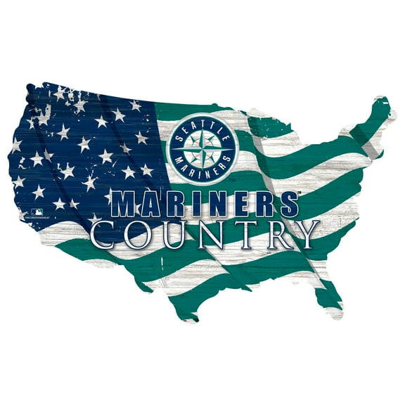 Seattle Mariners USA Flag Cutout Sign