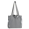 thumbnail image 2 of Deago Women Striped Canvas Tote Handbags Casual Hobo Shoulder Bag Vintage Top Handle Purse for Work Travel (Black), 2 of 8