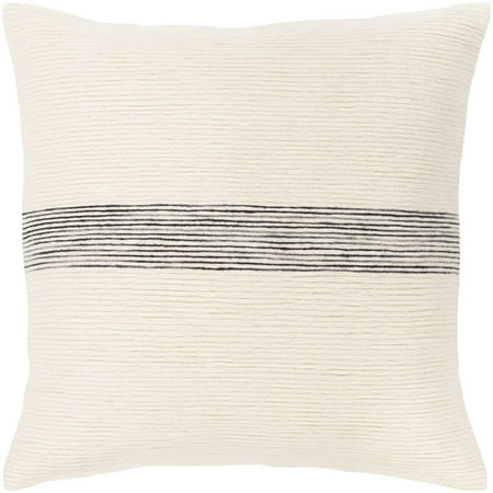 Carine CIE-002 20 H x 20 W Square Pillow Cover in Cream/Ivory/Black/Charcoal