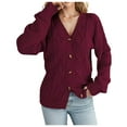 thumbnail image 2 of Cardigan Sweaters for Women Long Sleeve V-Neck Button Down Cable Knit Sweater Jacket Coat Womens Cardigan Sweaters, 2 of 6