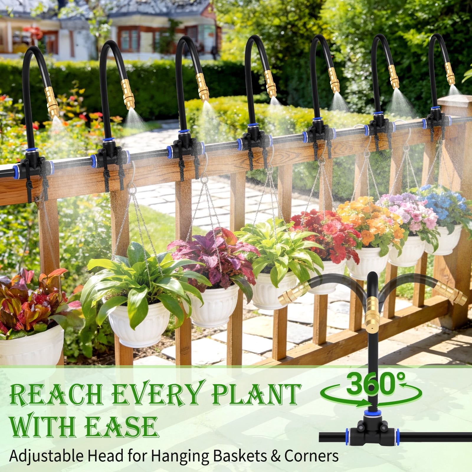 20M/65.6Ft Adjustable Garden Watering System Kit  2025 New Irrigation System with Bendable Nozzle for Outdoor Plants, Lawn & Garden Use (20M)