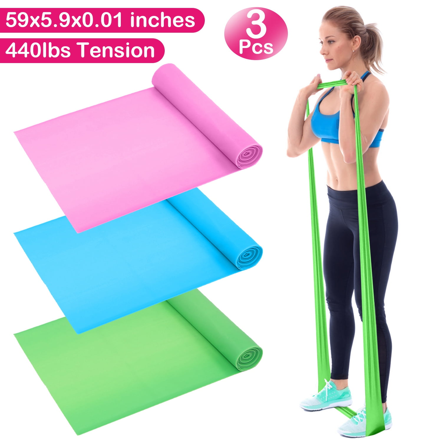 Long Resistance Bands, iMounTEK 3pcs Yoga Resistance Band for Physical