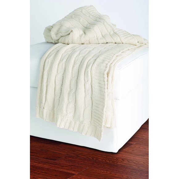 Rizzy Home THRTH0155CR005060 Couverture en Tricot Torsadé, Crème