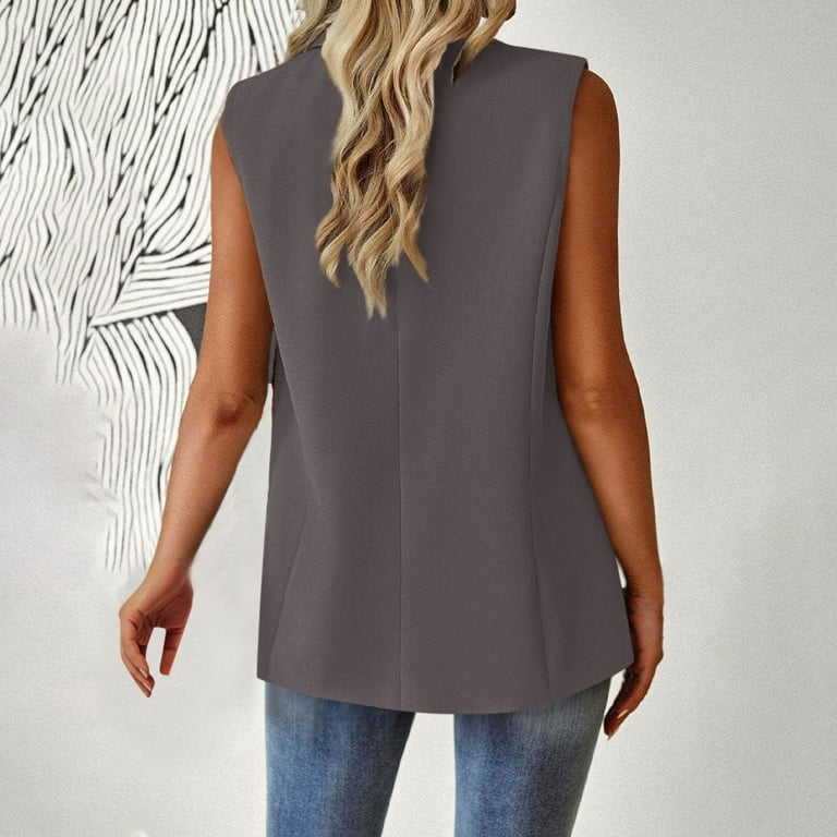 BSDJILFG Plus Size Jacket Vest for Women Business Suit Vest