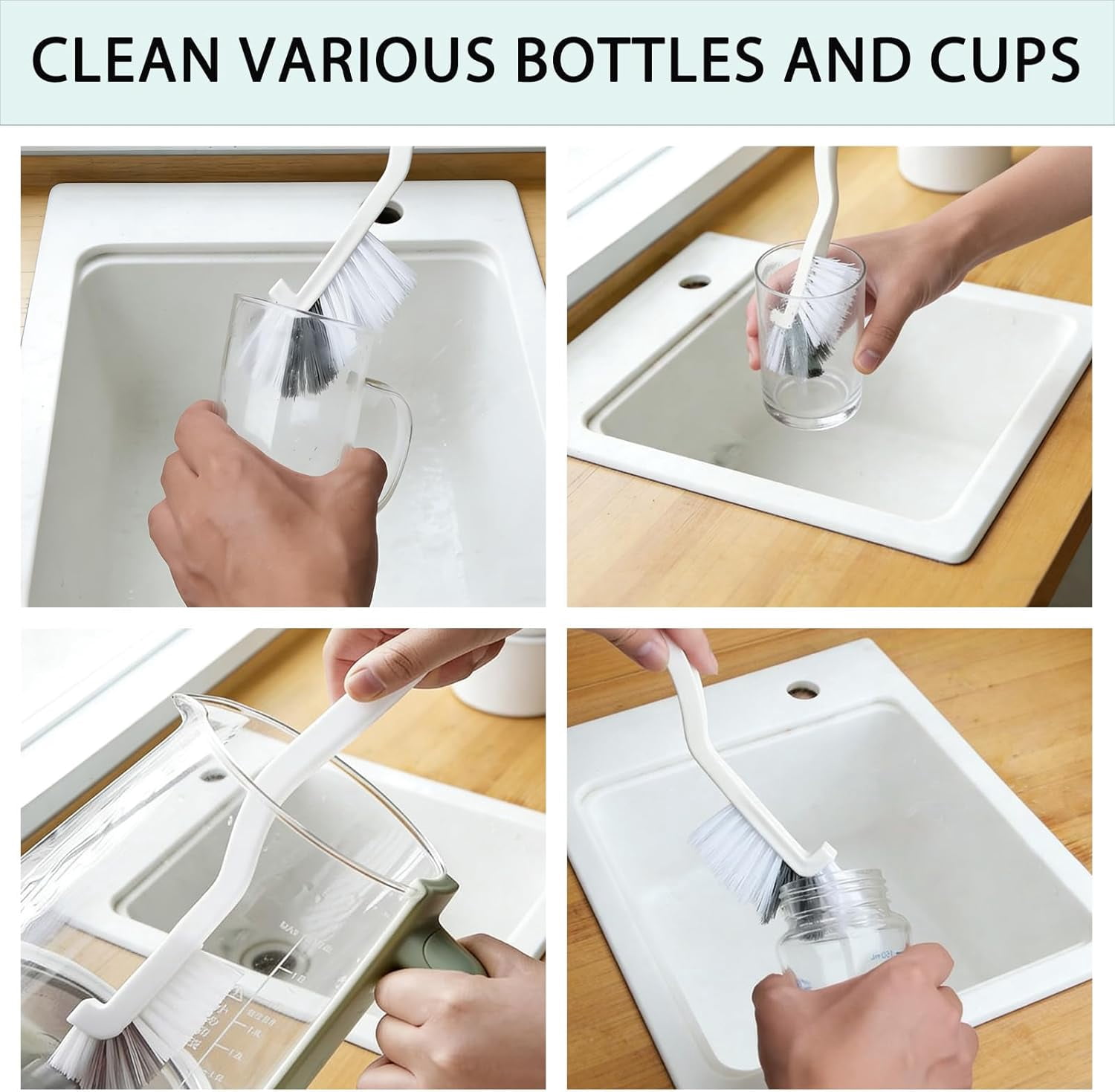 Crevice Cleaning Brush Set, Multi-Purpose Hard Bristle Brushes for Deep Cleaning Kitchen, Bathroom, Grout, Sink, Cup, Teapot, Bottle, Blender, Corners, Tight Spaces & More (12)