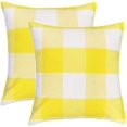thumbnail image 1 of Juego de 2 fundas de almohada LIUYMXG de lino poliéster a cuadros de búfalo 18 x 18 pulgadas amarillo y blanco, 1 of 5