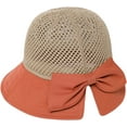 thumbnail image 4 of CoCopeaunts Summer Bucket Hat for Women Split Brim Bow Decor Dome Mesh Basin Hat Anti UV Two-Color Patchwork Fisherman Hats, 4 of 8