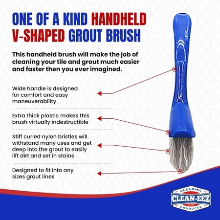 Clean-eez - Grout-eez Super Heavy-Duty Grout Cleaner Easy and Effective. Destroys Dirt and Grime with Ease. Safe for Colored Grout. Single Bottle and Handheld Brush (2)