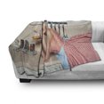 thumbnail image 3 of Pin up Girl Soft Flannel Fleece Throw Blanket, Blue Eyed Woman Eating Cake and Licking Her Fingers Victory Rolled Hairs, Cozy Plush for Indoor and Outdoor Use, 50" x 70", Multicolor, by Ambesonne, 3 of 6