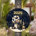 thumbnail image 4 of Happy New Year Labrador Retriever Welcome 2025 Balloon Firework Party Round Wood Sign Lab Dog Lover Gifts Hanging Wall Home Decor - 01014, 4 of 5