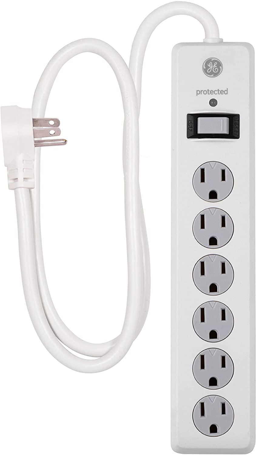 GE 6-Outlet Surge Protector, 4ft, White, 46281
