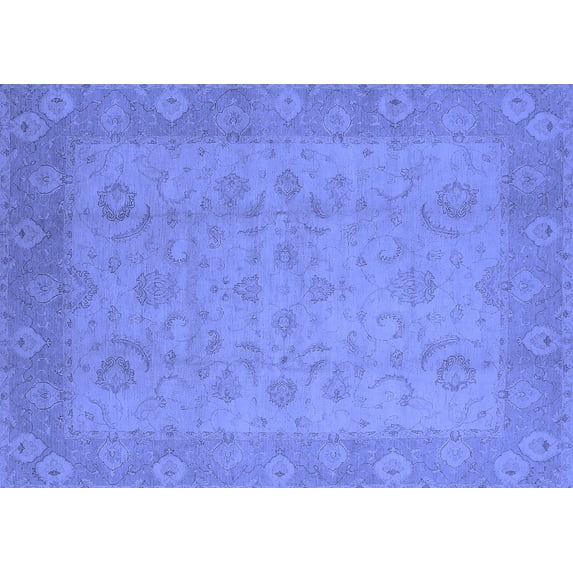 Ahgly Company Indoor Rectangle Oriental Blue Industrial Area Rugs, 7' x 9'