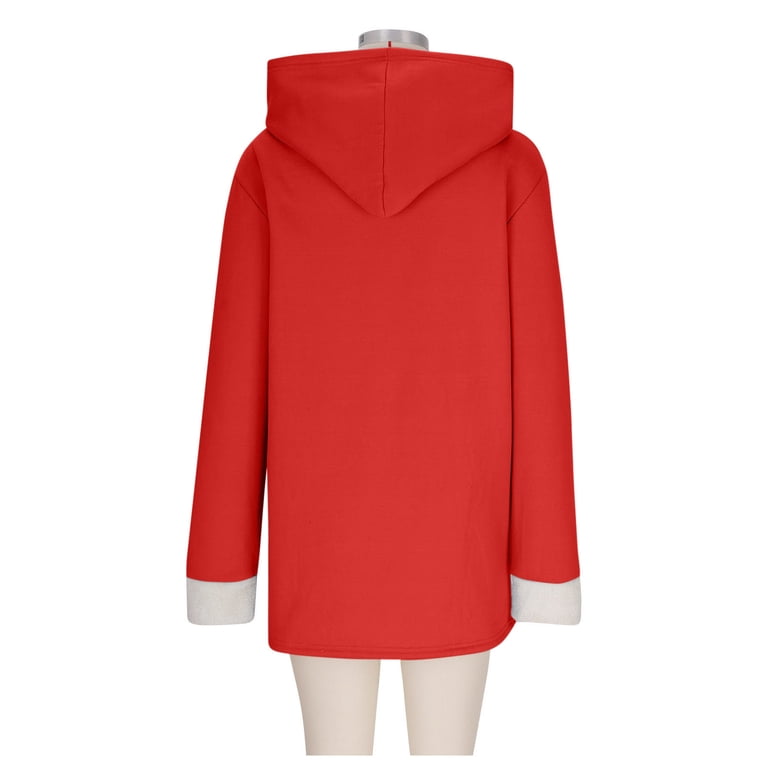Rohuuque Women's Hoodies Dress Letter Loose Sweatshirts Dress Fleece Lined  Warm Long Sleeve Tunic Sweatshirts with Pocket Red B - Walmart.com