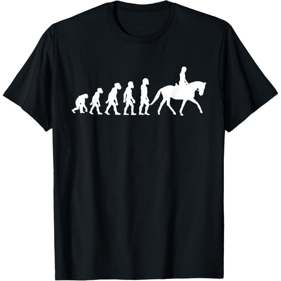 Funny Evolution of Man Horse Riding T-Shirt Retro Equestrian Horseback Rider Graphic Tee for Men and Women
