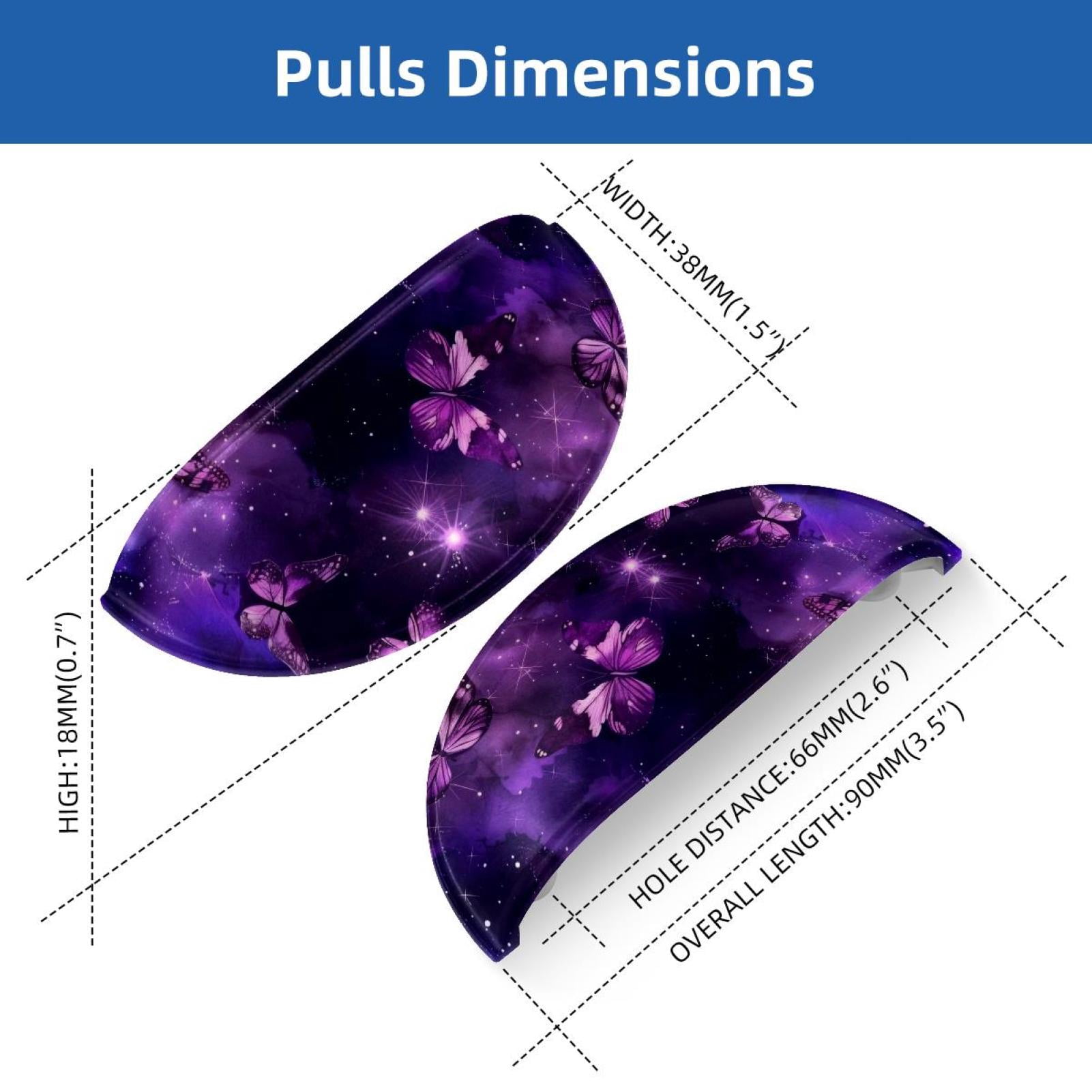 PhooArto 6 Pcs Cup Drawer Pulls, Purple Galaxy and Butterfly Shell Shape Handles Cabinet Knobs for Dresser Cupboard Closet Wardrobe with Screws