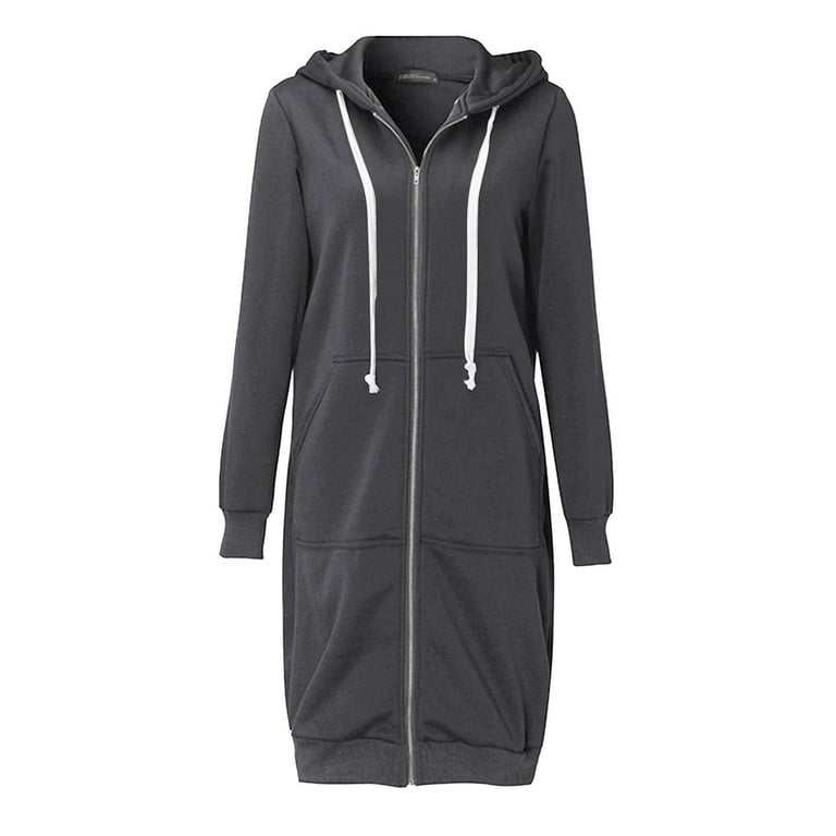 Extra Long Zip-Up Hoodie for Women, Comfortable Oversized Extra Long Zip-Up Hoodie for Women, Comfortable Oversized