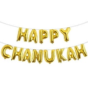 Happy Chanukah Balloon CORNET Banner Decoration for Your Hanukkah Party Sign Supplies (HAPPY CHANUKAH Gold)