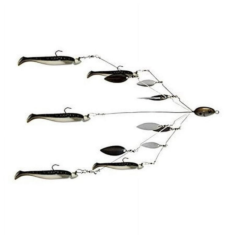 Fishing Vault Fully Rigged 5 Arms 8 Bladed Alabama Umbrella Rig Bass Lure w/ Swim Baits and Jig Heads Included