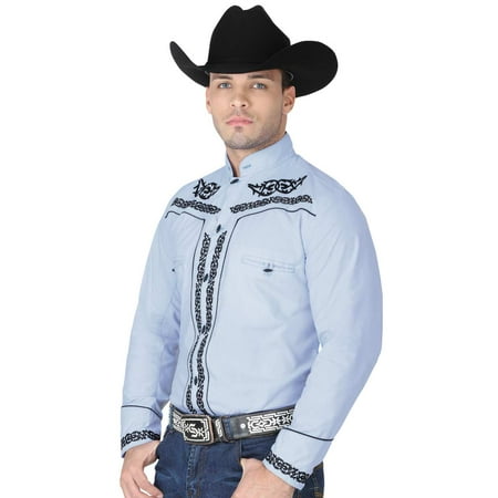 MEN'S SHIRT CHARRA EMBROIDERED CHARRO STYLE, CAMISA CHARRA DE HOMBRE CON BOTON HUESO