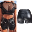 thumbnail image 3 of RAMISU Womens Casual Faux Leather Shorts High Waist Stretch Slim Hips Motorcycle Skinny Coated Shorts S, 3 of 6