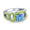 thumbnail image 3 of 2.50 Carat Round Cut Blue Topaz & Peridot Gemstone Stylish Anniversary Ring for Women Solid 14K White Gold Size 11.5 by Diamond-Capitals, 3 of 8