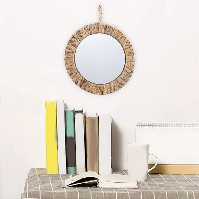 Espejo decorativo de pared perfecl tejido de mimbre de paja