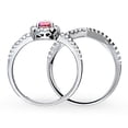 thumbnail image 4 of BERRICLE Sterling Silver Halo Wedding Engagement Rings Red Pear Cut Cubic Zirconia CZ Wishbone Split Shank Ring Set for Women, Rhodium Plated Size 5, 4 of 16