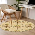 thumbnail image 5 of Round Area Rug 3ft, Retro Easter Rabbits Yellow Flower Non-Shedding Washable Area Rug, Watercolor Plant Non Slip Low-Profile Circle Rugs for Living Room, Bedroom Dining Room, 5 of 9